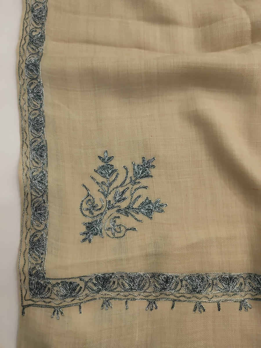 Womens Pashmina Wool Shawl with Embroidery Border work RK-44 - FaisalFabrics.pk