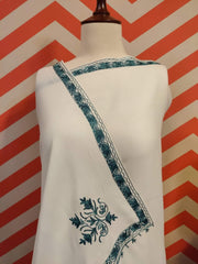 Womens Pashmina Wool Shawl with Embroidery Border work RK-46 - FaisalFabrics.pk