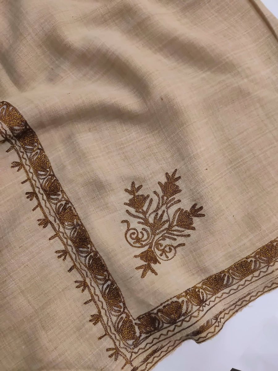 Womens Pashmina Wool Shawl with Embroidery Border work RK-47 - FaisalFabrics.pk