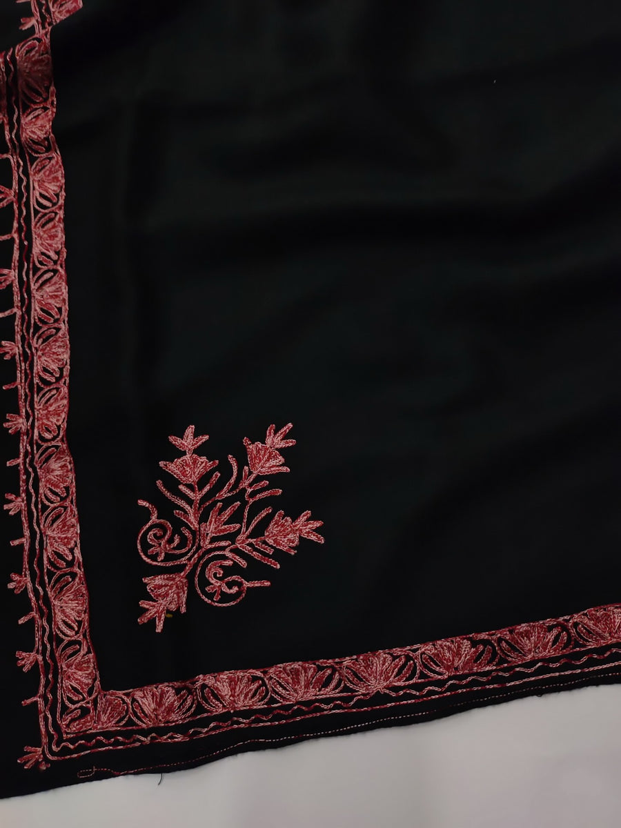 Womens Pashmina Wool Shawl with Embroidery Border work RK-49 - FaisalFabrics.pk