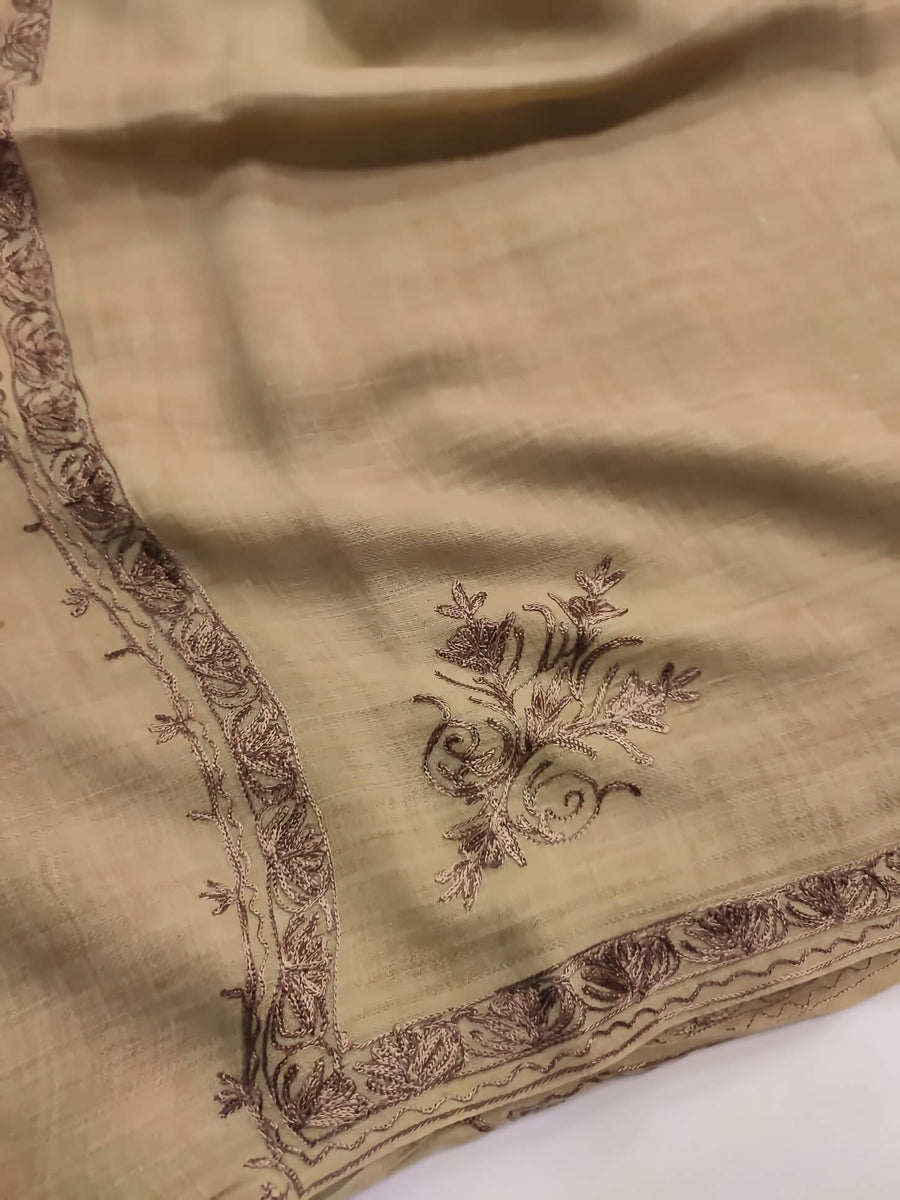 Womens Pashmina Wool Shawl with Embroidery Border work RK-54 - FaisalFabrics.pk