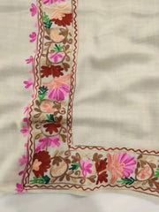 Womens Pashmina Wool Shawl with Embroidery Border work RKB-22 - FaisalFabrics.pk