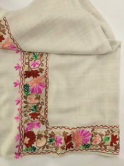 Womens Pashmina Wool Shawl with Embroidery Border work RKB-22 - FaisalFabrics.pk