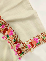 Womens Pashmina Wool Shawl with Embroidery Border work RKB-22 - FaisalFabrics.pk