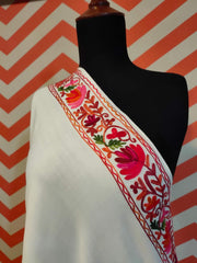 Womens Pashmina Wool Shawl with Embroidery Border work RKB-27 - FaisalFabrics.pk