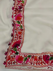 Womens Pashmina Wool Shawl with Embroidery Border work RKB-27 - FaisalFabrics.pk
