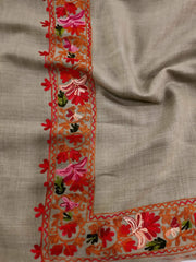 Womens Pashmina Wool Shawl with Embroidery Border work RKB-28 - FaisalFabrics.pk