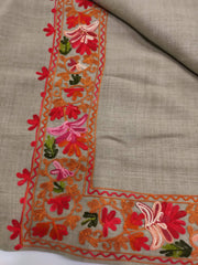 Womens Pashmina Wool Shawl with Embroidery Border work RKB-28 - FaisalFabrics.pk