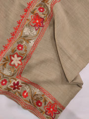 Womens Pashmina Wool Shawl with Embroidery Border work RKB-29 - FaisalFabrics.pk