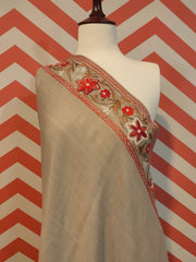 Womens Pashmina Wool Shawl with Embroidery Border work RKB-29 - FaisalFabrics.pk