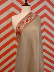 Womens Pashmina Wool Shawl with Embroidery Border work RKB-29 - FaisalFabrics.pk