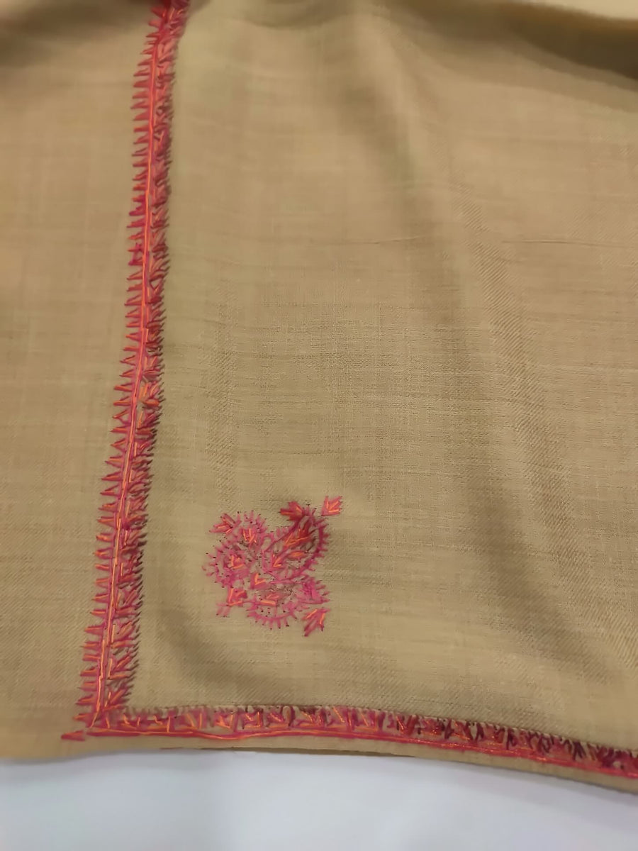 Womens Kashmiri Hand Embroidered Shawl, Border Design Work RKF-201 - FaisalFabrics.pk