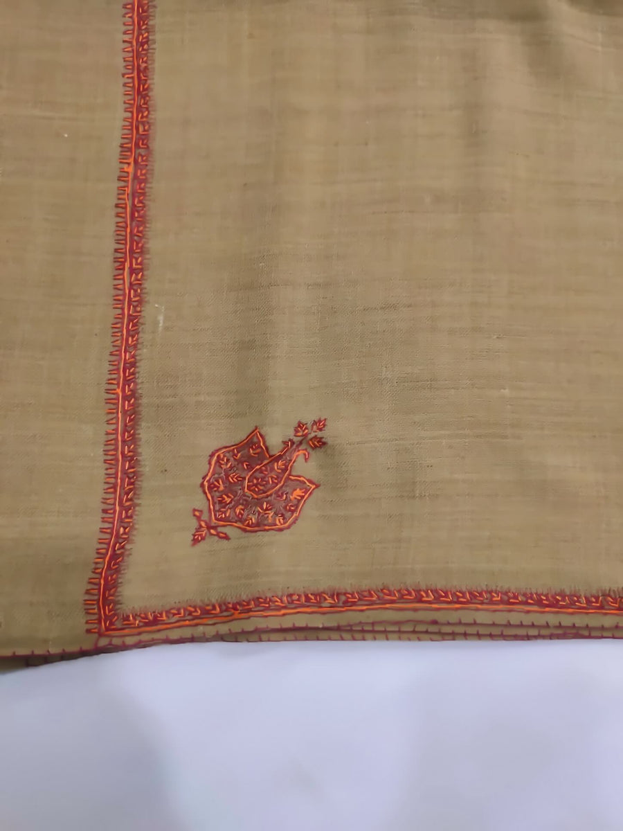 Womens Kashmiri Hand Embroidered Shawl, Border Design Work RKF-203 - FaisalFabrics.pk