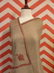 Womens Kashmiri Hand Embroidered Shawl, Border Design Work RKF-203 - FaisalFabrics.pk