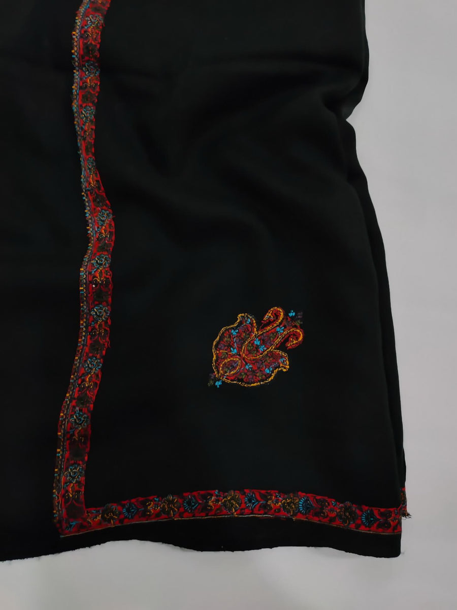 Womens Kashmiri Hand Embroidered Shawl, Border Design Work RKK-82 - FaisalFabrics.pk