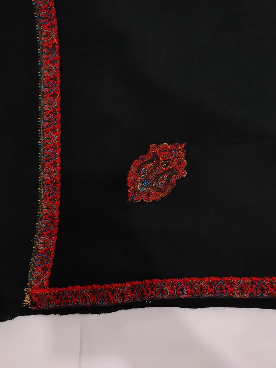 Womens Kashmiri Hand Embroidered Shawl, Border Design Work RKK-83 - FaisalFabrics.pk