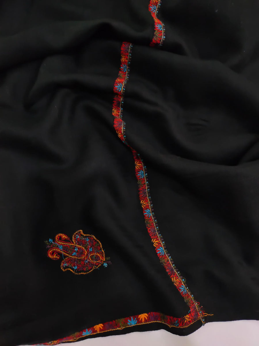 Womens Kashmiri Hand Embroidered Shawl, Border Design Work RKK-86 - FaisalFabrics.pk