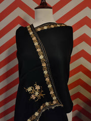 Womens Pashmina Wool Shawl with Embroidery Border work RKM-61 - FaisalFabrics.pk
