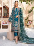 XENIA Formals Dareechay Embroidered Chiffon 3pc Suit 01-Firuzeh - FaisalFabrics.pk
