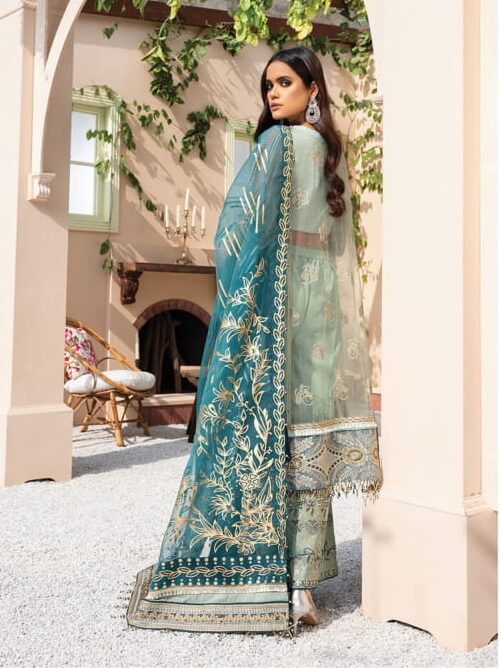 XENIA Formals Dareechay Embroidered Chiffon 3pc Suit 04-Mahtab - FaisalFabrics.pk
