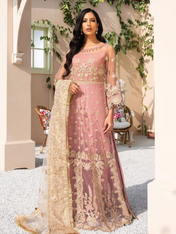 XENIA Formals Dareechay Embroidered Chiffon 3pc Suit 06-Mantra - FaisalFabrics.pk