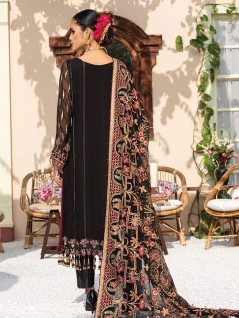 XENIA Formals Dareechay Embroidered Chiffon 3pc Suit 07-Siavush - FaisalFabrics.pk