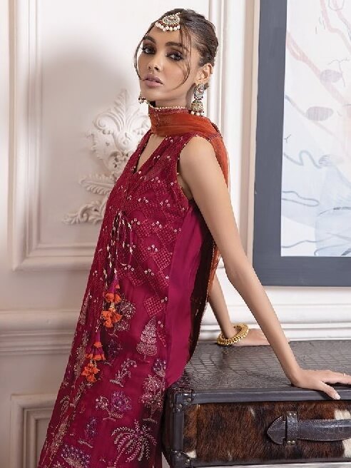 XENIA Formals Luxury Embroidered Unstitched 3Pc Suit D-05 MARINA - FaisalFabrics.pk