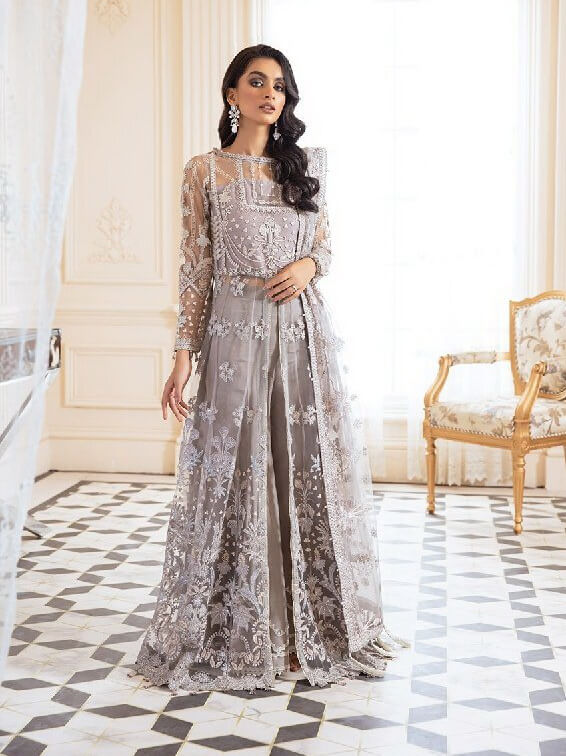 XENIA Formals Luxury Embroidered Unstitched 3Pc Suit D-10 ASHNAH - FaisalFabrics.pk