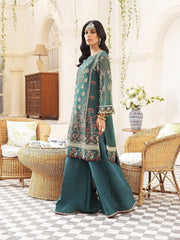 XENIA Formals Pareesia Embroidered Chiffon Unstitched 3Pc Suit 04-NILE MIST - FaisalFabrics.pk