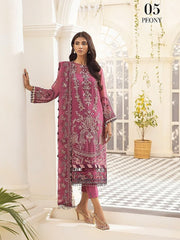 XENIA Formals Pareesia Embroidered Chiffon Unstitched 3Pc Suit 05-PEONY - FaisalFabrics.pk