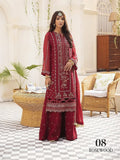 XENIA Formals Pareesia Embroidered Chiffon Unstitched 3Pc Suit 08-ROSEWOOD