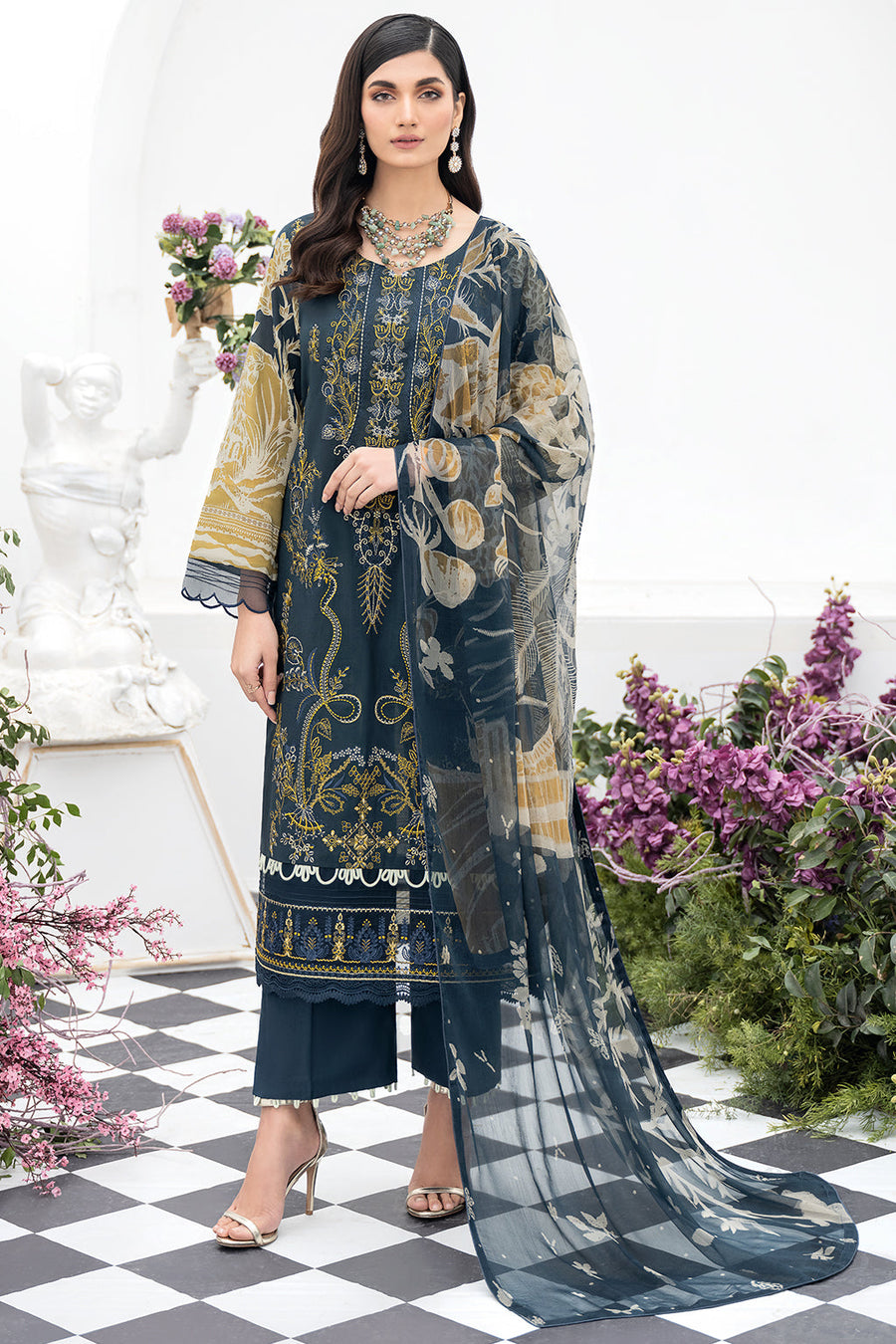 Ramsha Riwayat Embroidered Luxury Lawn Unstitched 3 Piece Suit Y-501