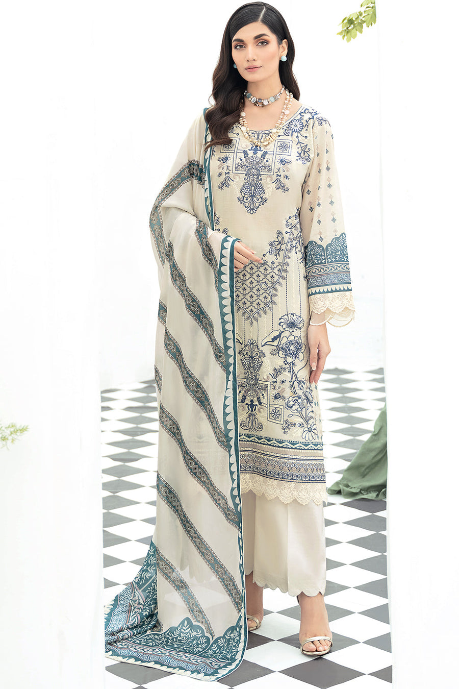 Ramsha Riwayat Embroidered Luxury Lawn Unstitched 3 Piece Suit Y-503