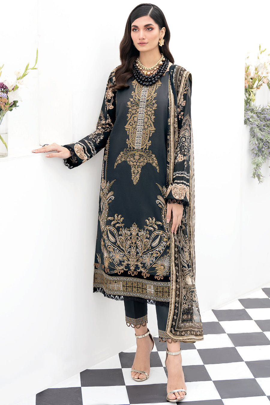 Ramsha Riwayat Embroidered Luxury Lawn Unstitched 3 Piece Suit Y-504