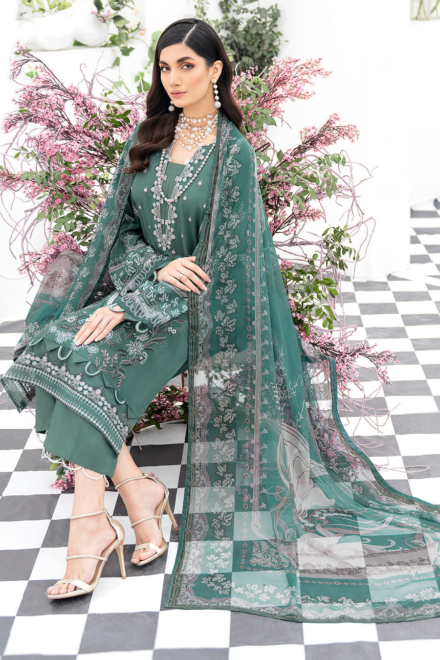 Ramsha Riwayat Embroidered Luxury Lawn Unstitched 3 Piece Suit Y-505