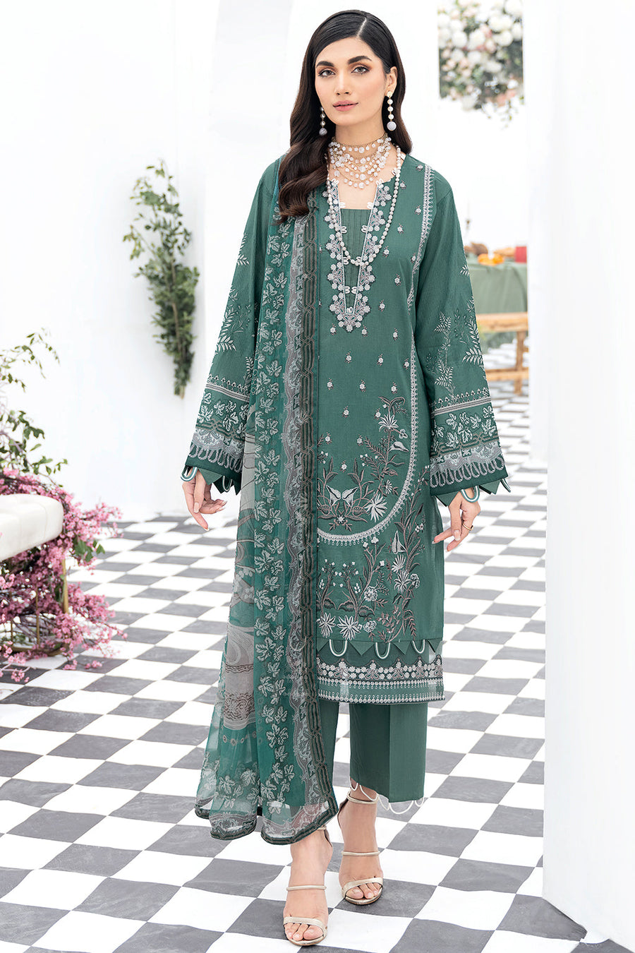 Ramsha Riwayat Embroidered Luxury Lawn Unstitched 3 Piece Suit Y-505