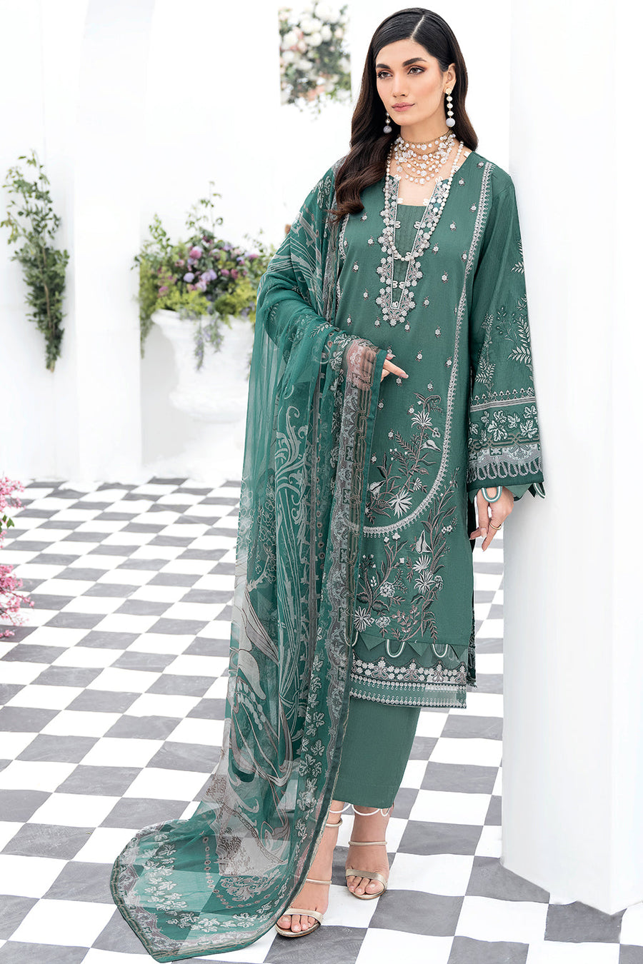 Ramsha Riwayat Embroidered Luxury Lawn Unstitched 3 Piece Suit Y-505
