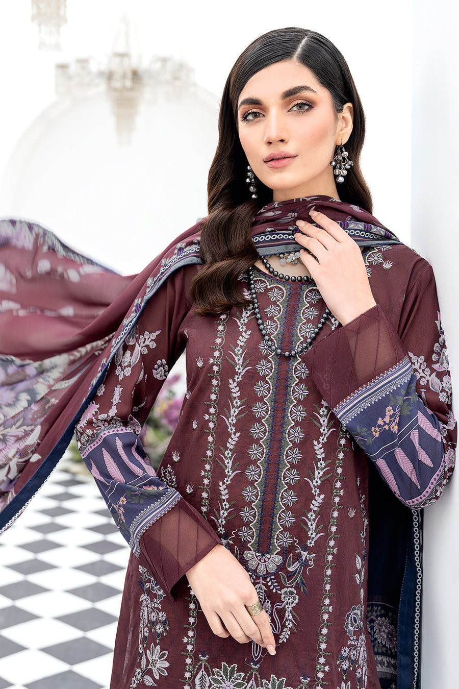 Ramsha Riwayat Embroidered Luxury Lawn Unstitched 3 Piece Suit Y-506