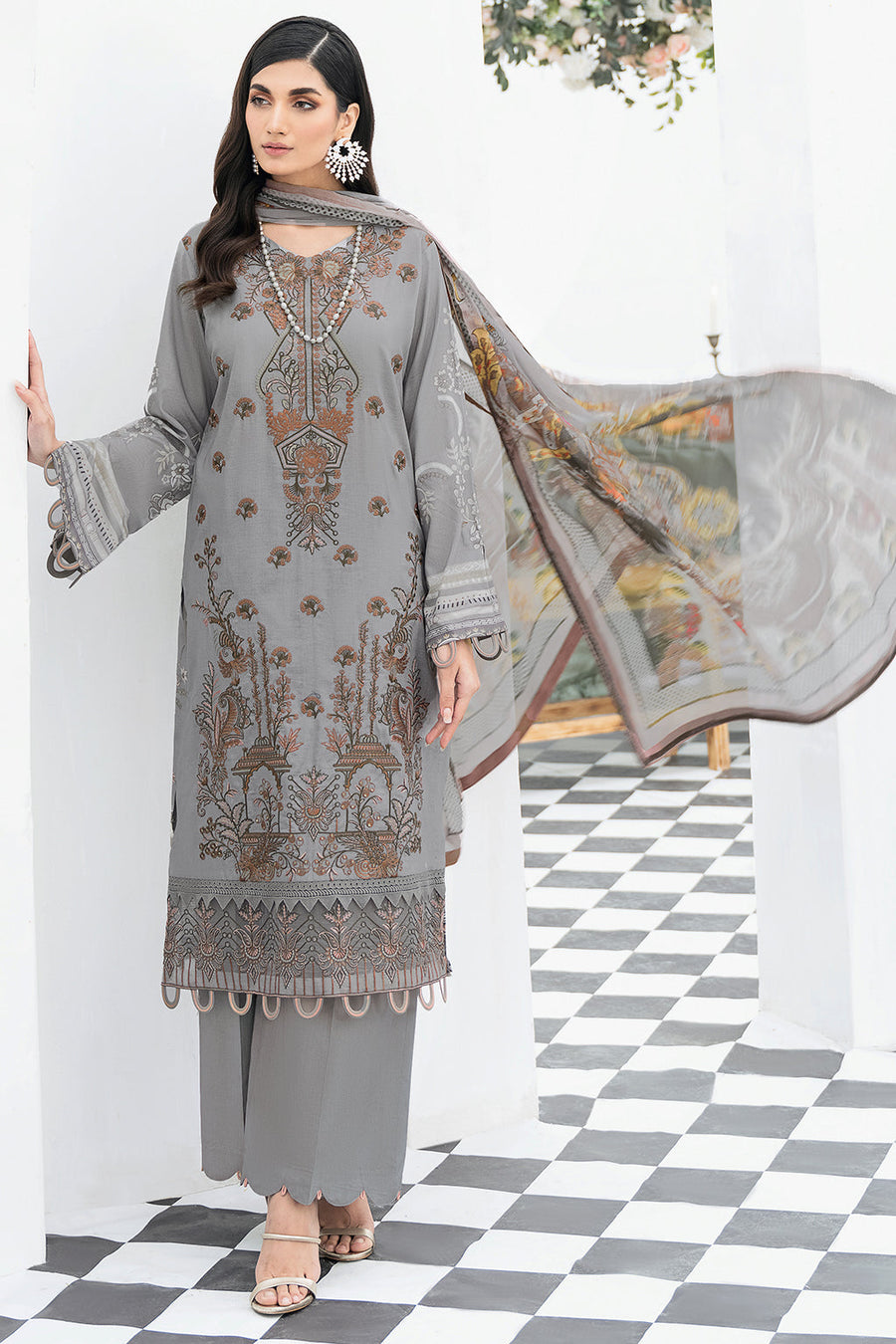 Ramsha Riwayat Embroidered Luxury Lawn Unstitched 3 Piece Suit Y-507