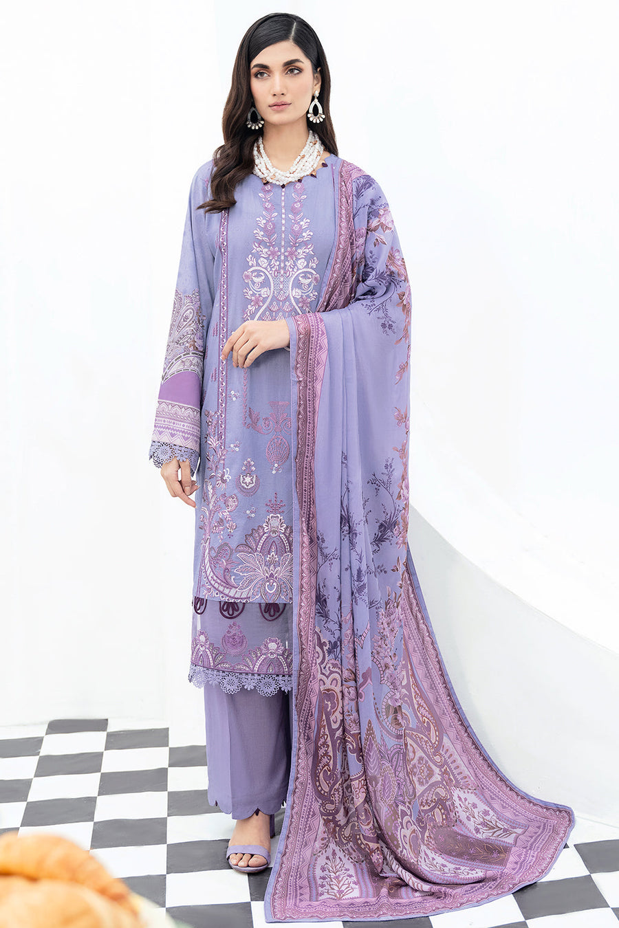 Ramsha Riwayat Embroidered Luxury Lawn Unstitched 3 Piece Suit Y-508