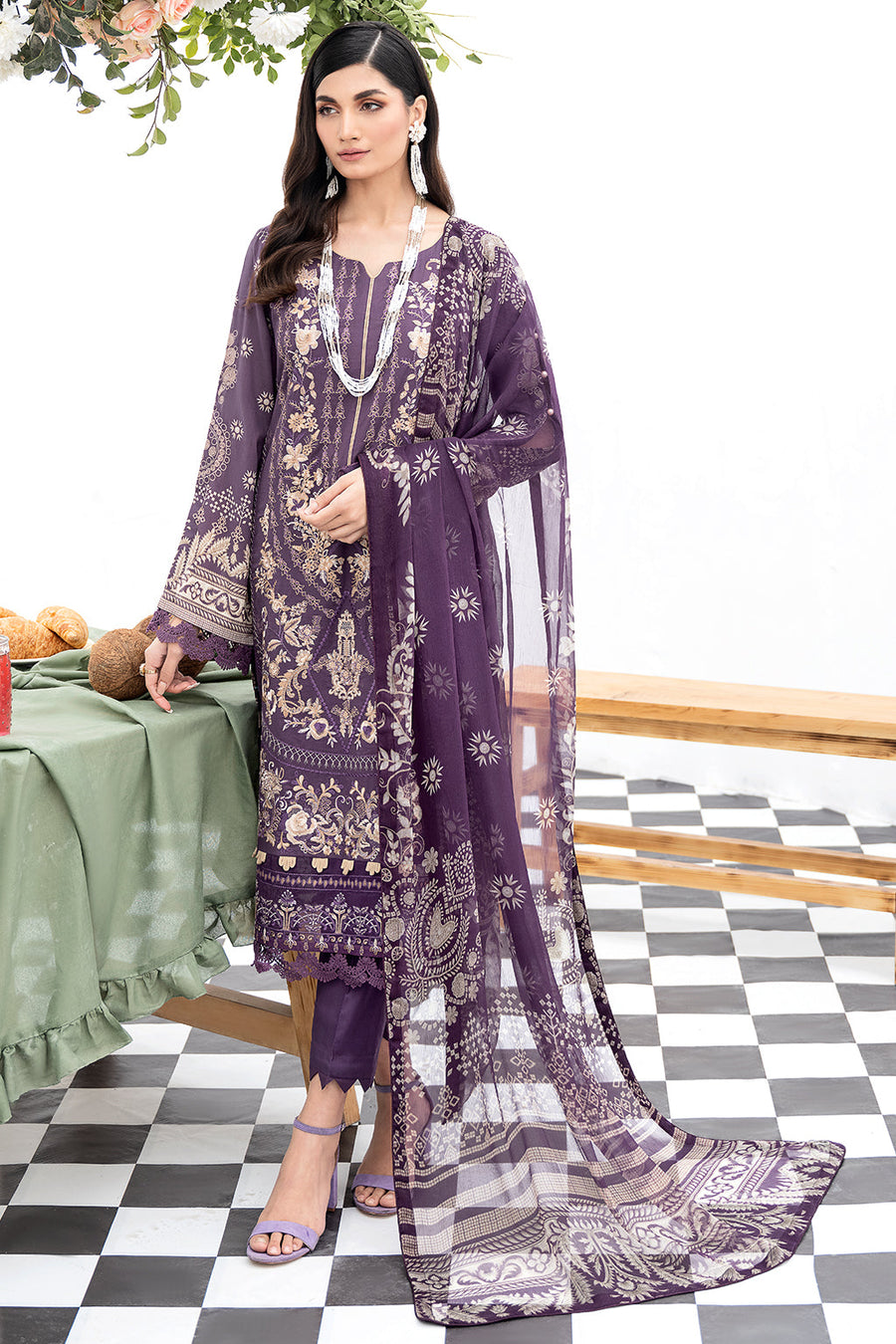 Ramsha Riwayat Embroidered Luxury Lawn Unstitched 3 Piece Suit Y-510