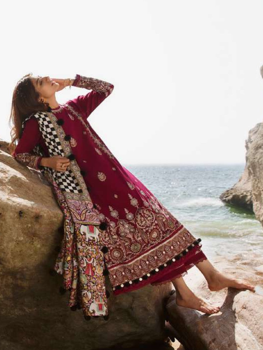 ZAHA Sahel Vol-02 Unstitched Khaddar 3Pc Suit ZW2-21-11 ANAYEL - FaisalFabrics.pk