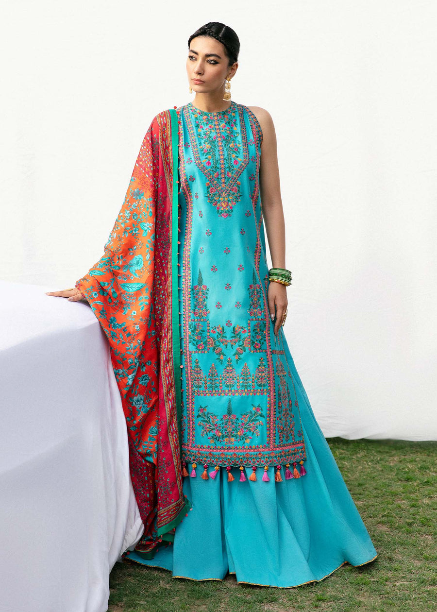 Hussain Rehar Mausam Eid Lawn Unstitched Embroidered 3Pc Suit - ZAIR