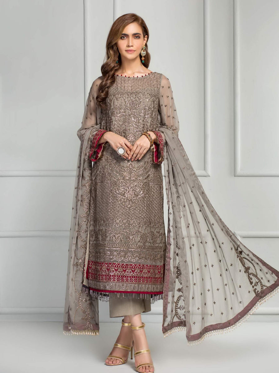 ZARIF Luxury Chiffon Vol-3 Embroidered 3Pc Suit ZR-01 GRECIA - FaisalFabrics.pk