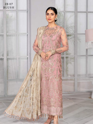 ZARIF Bahaar Unstitched Formal Embroidered 3Pc Suit ZB-07 BLUSH