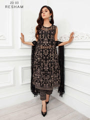 Dastoor by Zarif Luxury Chiffon Unstitched 3 Piece Suit ZD-03 RESHAM - FaisalFabrics.pk