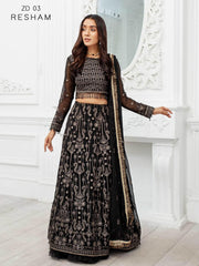 Dastoor by Zarif Luxury Chiffon Unstitched 3 Piece Suit ZD-03 RESHAM - FaisalFabrics.pk