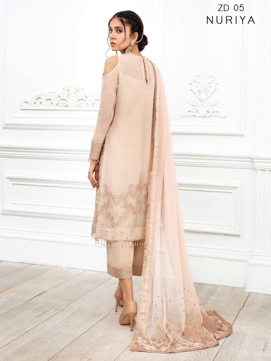 Dastoor by Zarif Luxury Chiffon Unstitched 3 Piece Suit ZD-05 NURIYA - FaisalFabrics.pk