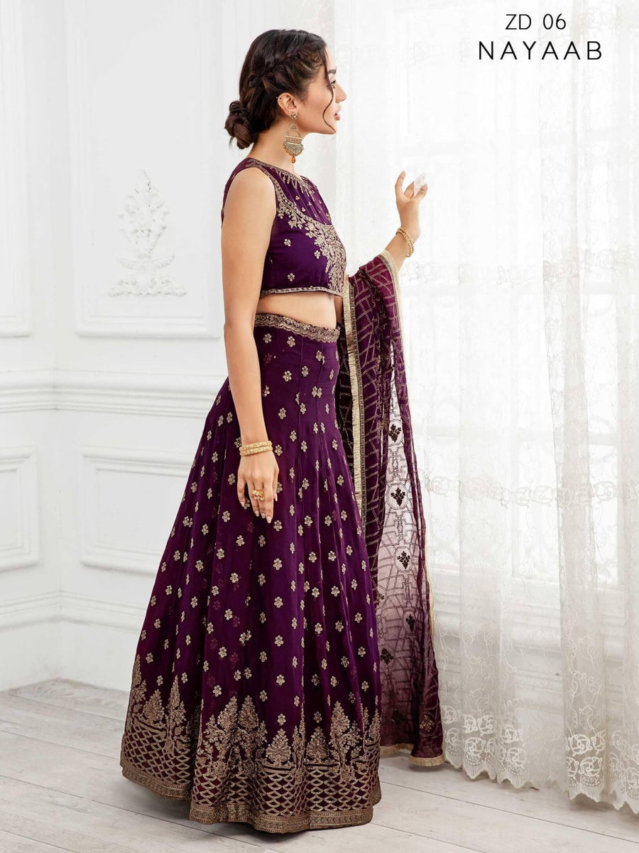 Dastoor by Zarif Luxury Chiffon Unstitched 3 Piece Suit ZD-06 NAYAAB - FaisalFabrics.pk