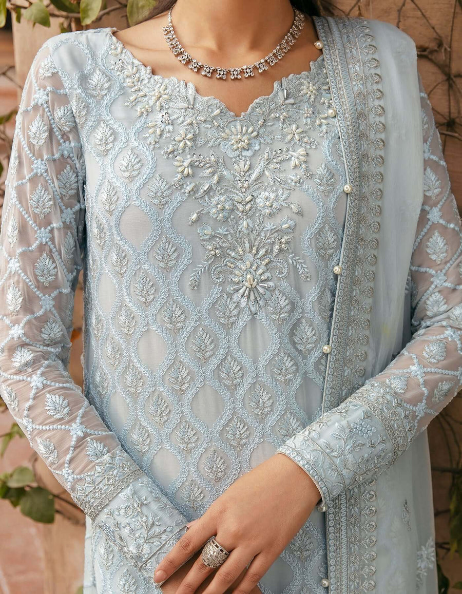 SIFA Crinkle Chiffon Unstitched Embroidered 3Pc Suit - ZEB